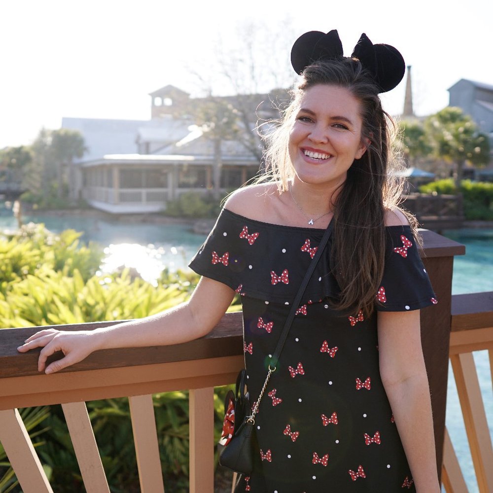 Minnie Mouse Off The Shoulder Polka Dot Bow Dress